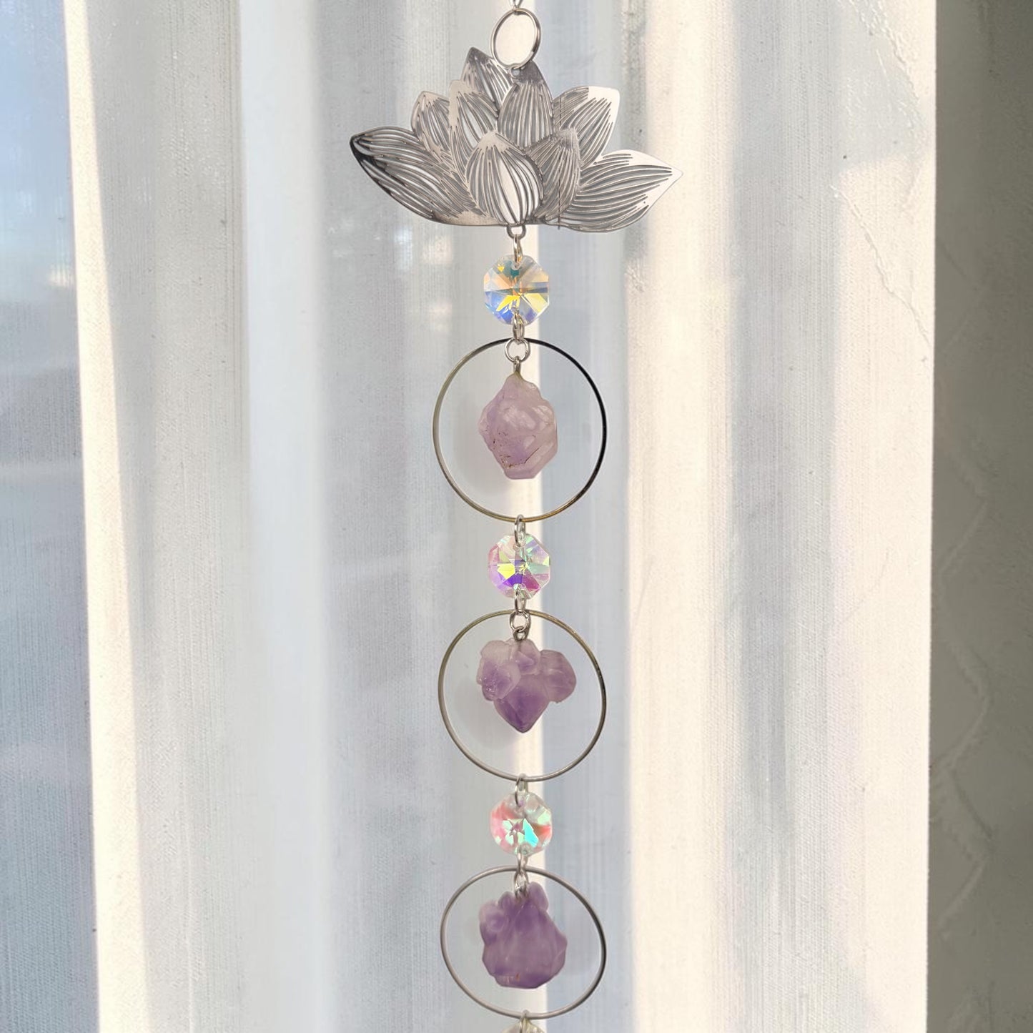 Amethyst Lotus Crystal Suncatcher