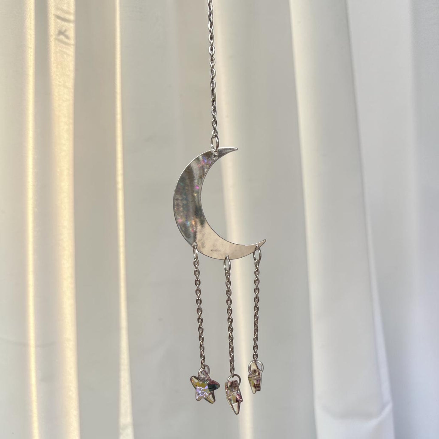 Silver Crescent Moon Suncatcher