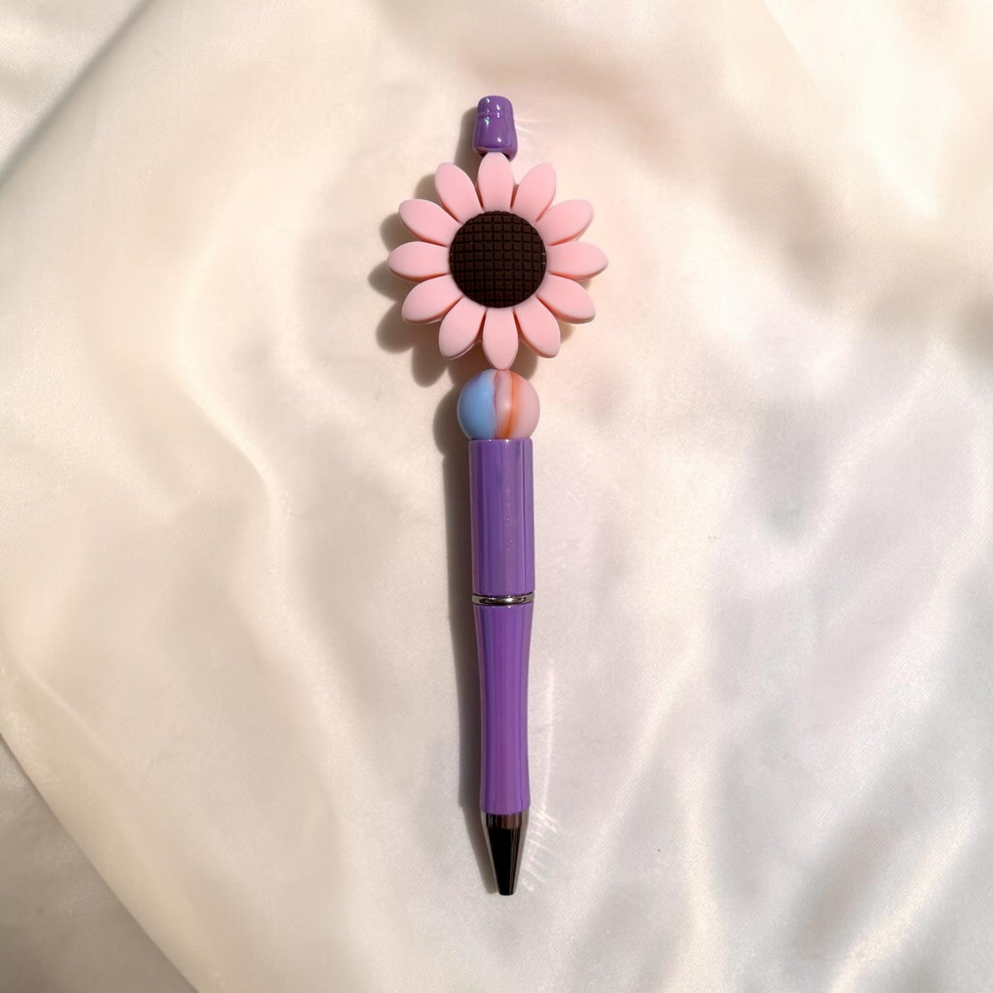 Purple Sunflower Beaded Pen