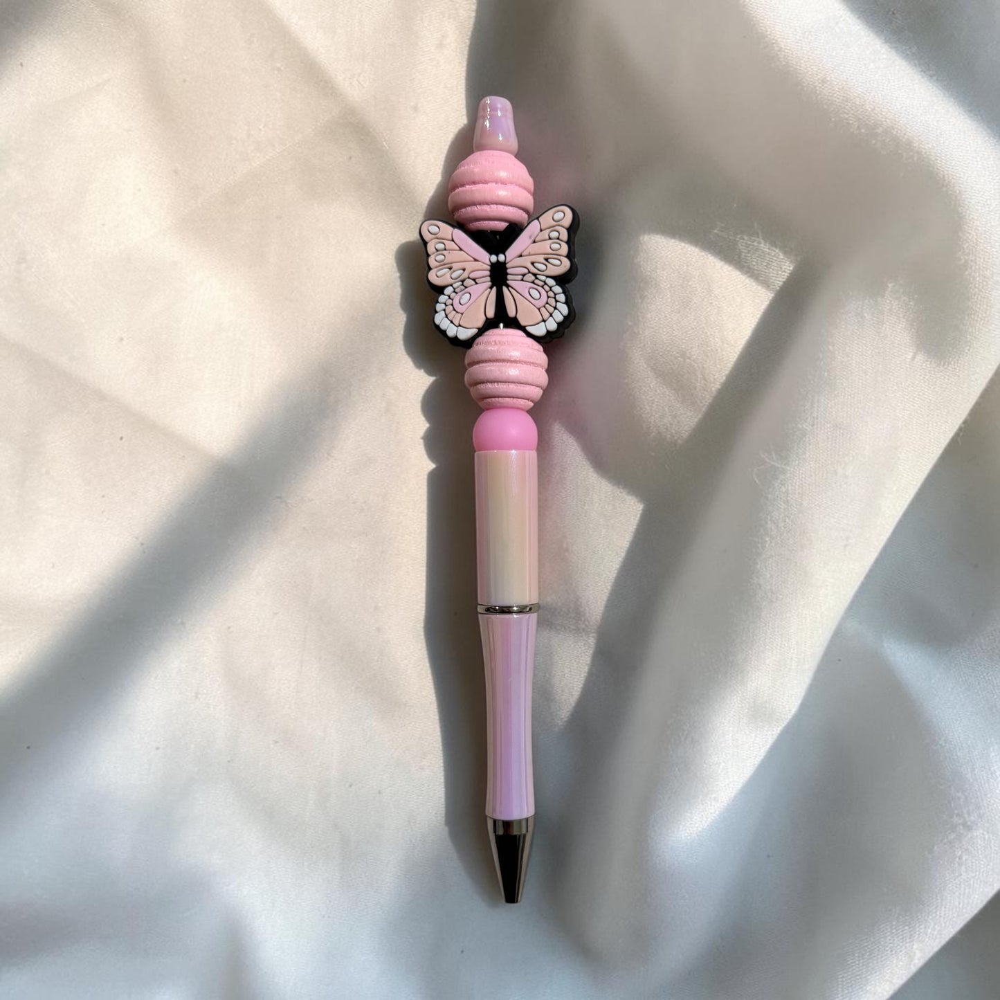 Pink Butterfly Beaded Pen