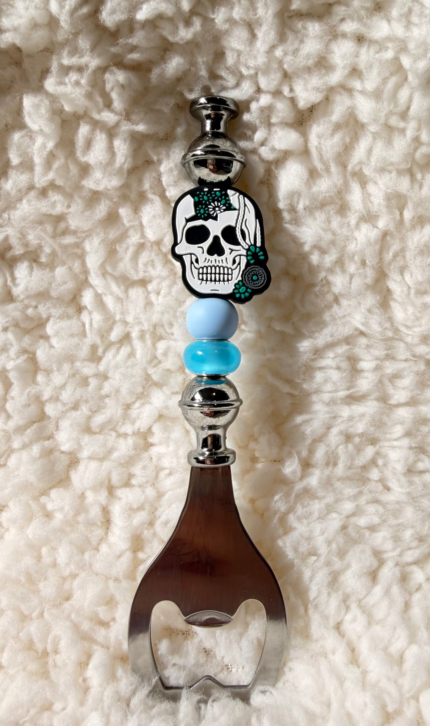 Floral Skull Beaded Bottle Opener