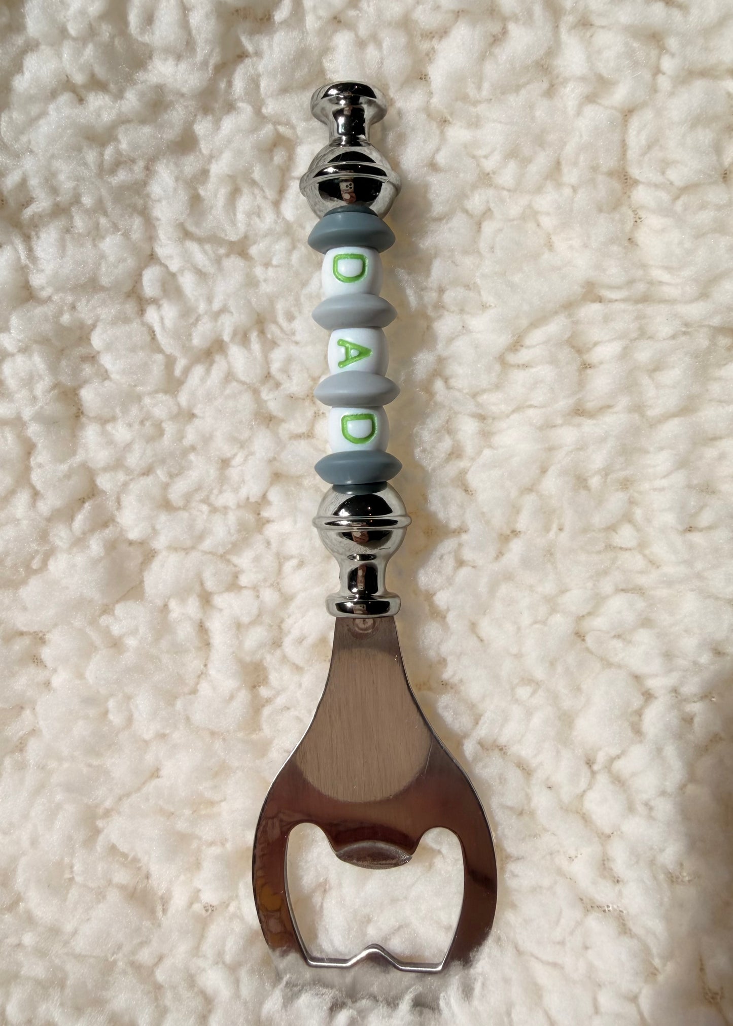 Dad Personalised Beaded Bottle Opener - Grey