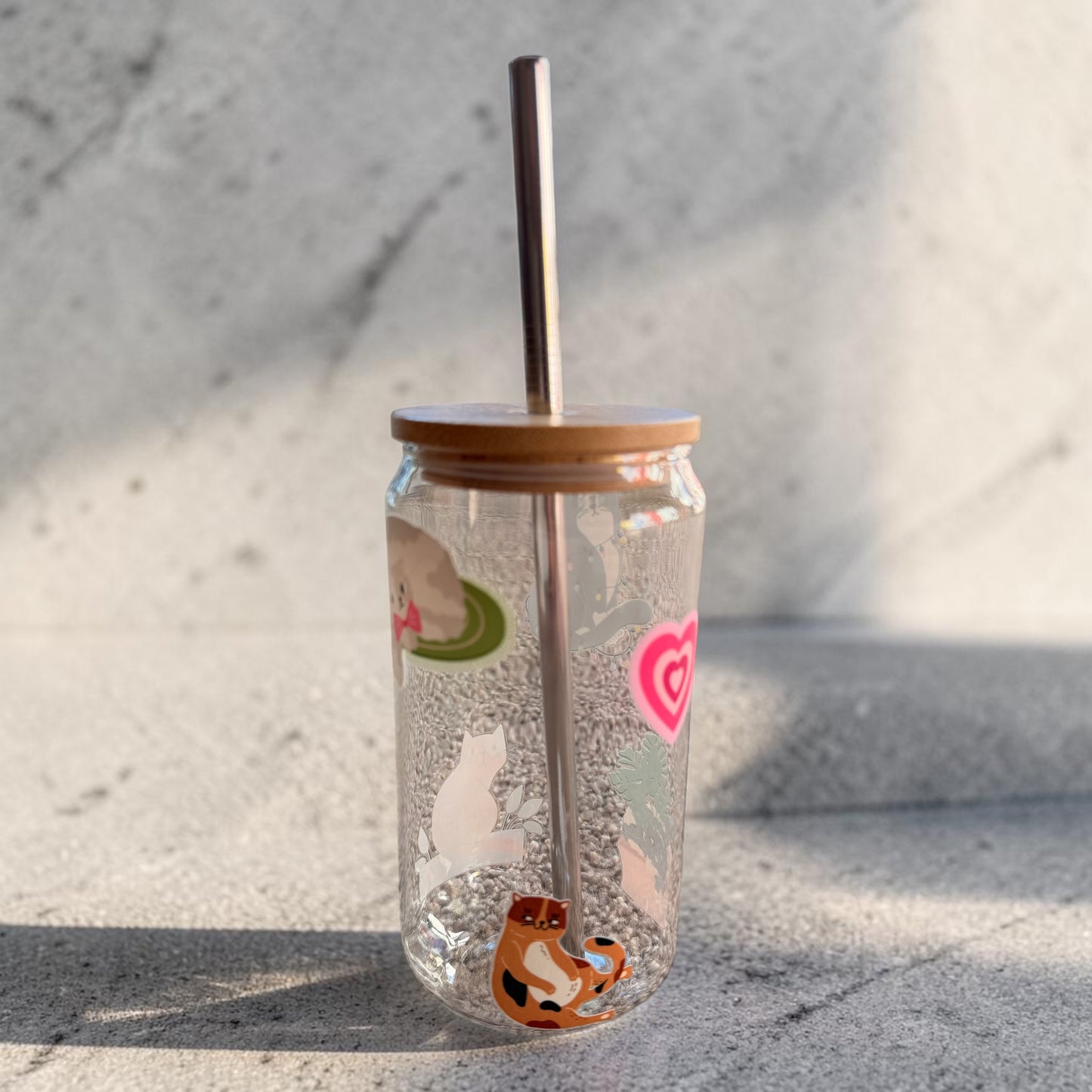 Cozy Cat Glass Tumbler