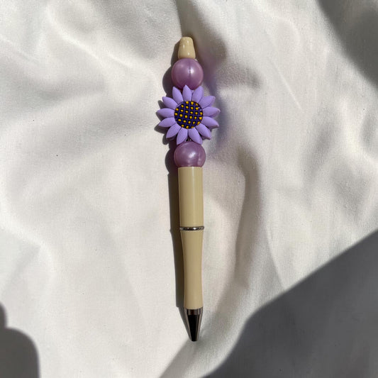 Purple Daisy Beaded Pen