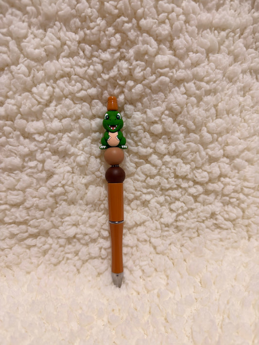 Green Dinosaur Beaded Pen