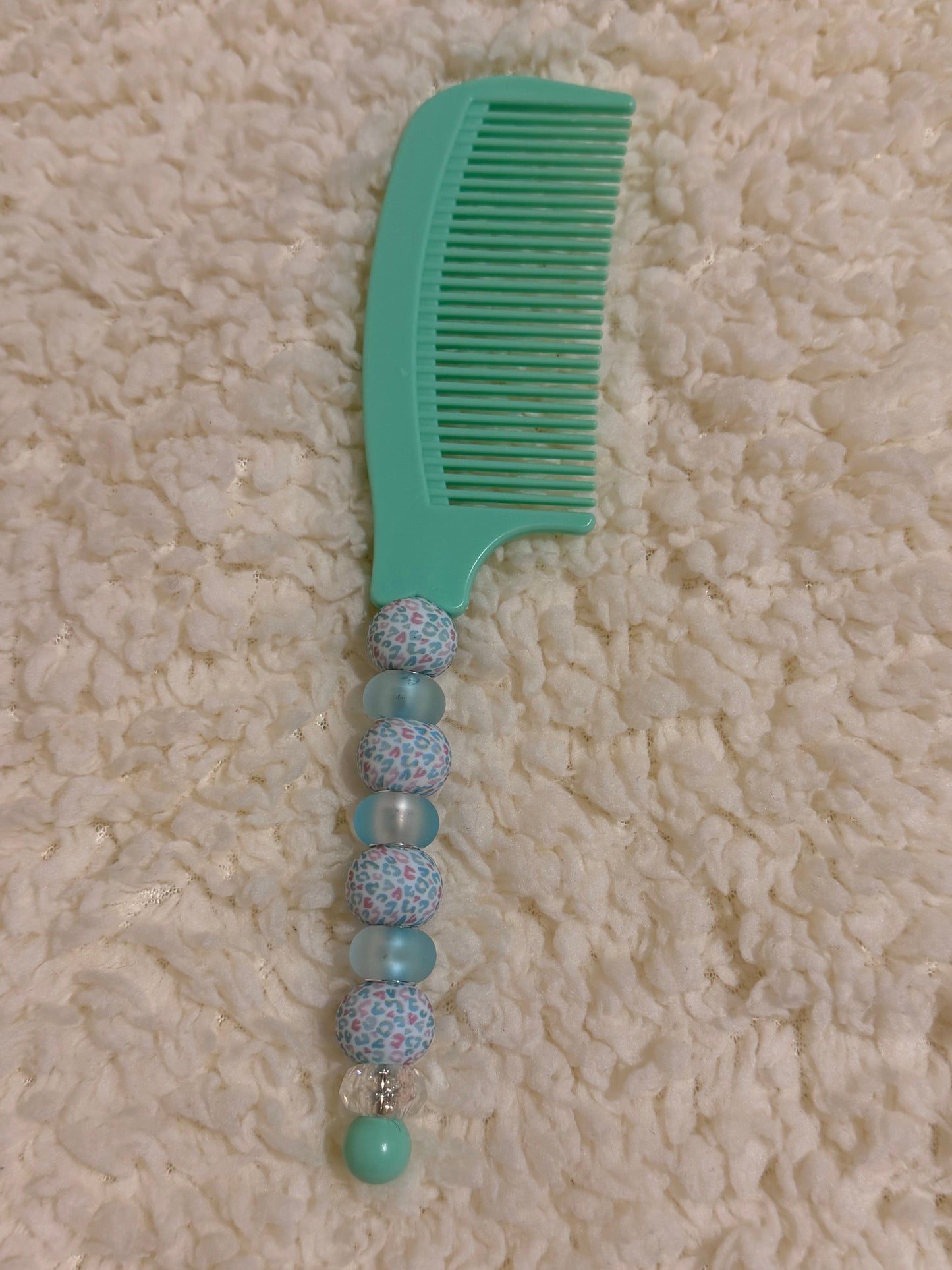 Aqua Leopard Beaded Comb