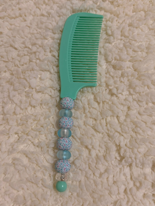 Aqua Leopard Beaded Comb
