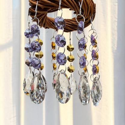Lavender & Golden Crystal Chandelier Suncatcher