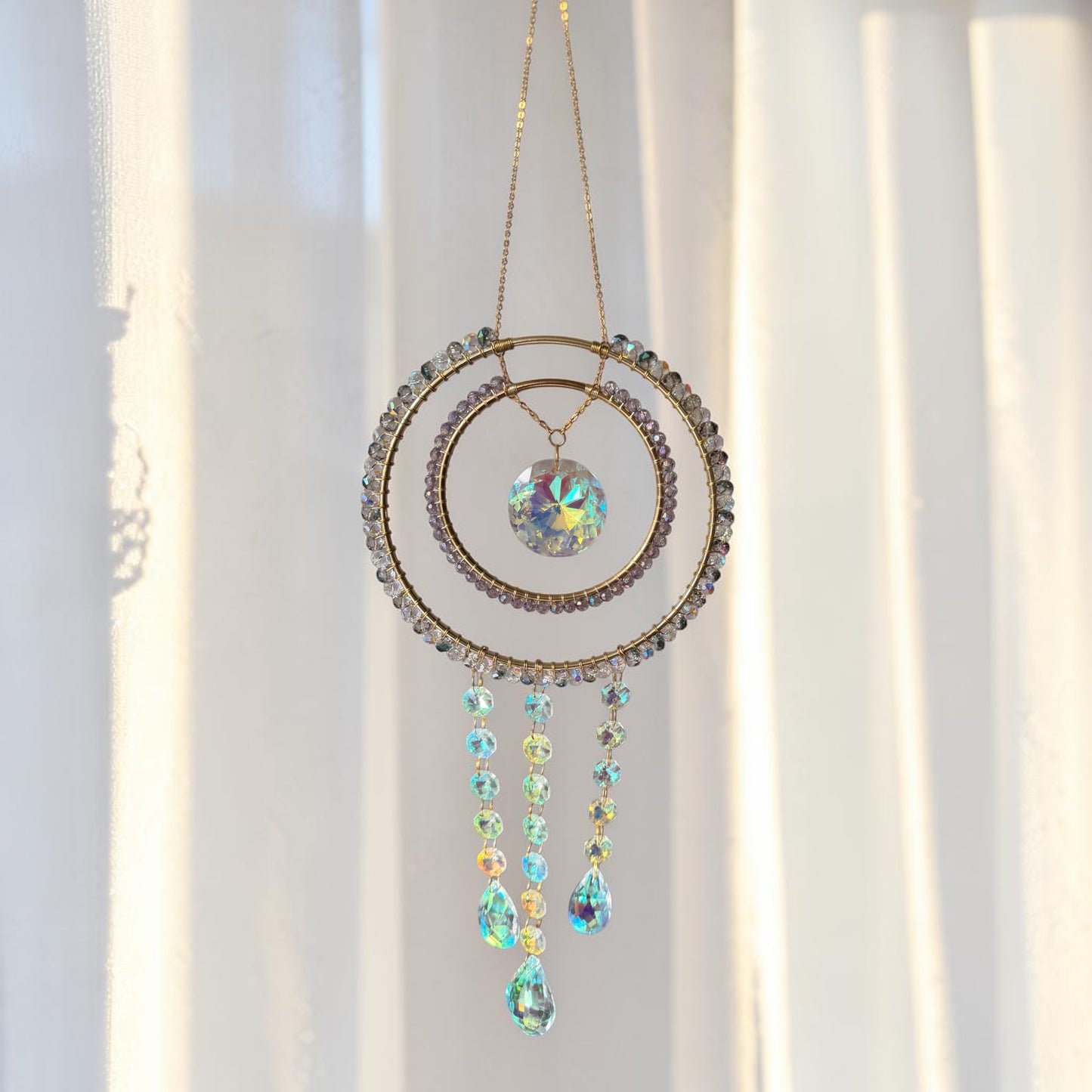 Double Hoop Aurora Crystal Suncatcher