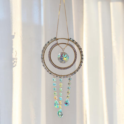Double Hoop Aurora Crystal Suncatcher