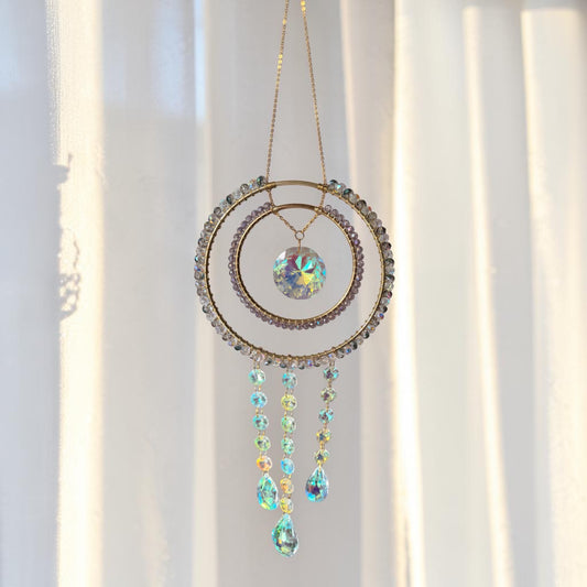Double Hoop Aurora Crystal Suncatcher