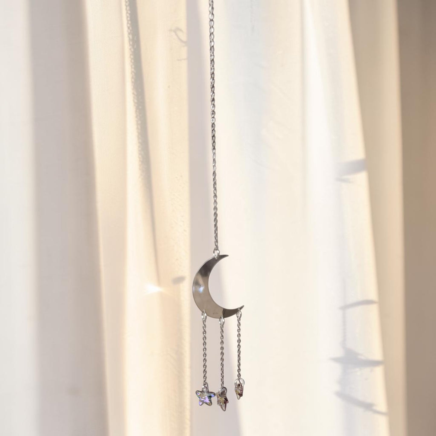 Silver Crescent Moon Suncatcher
