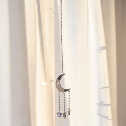 Silver Crescent Moon Suncatcher