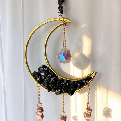 Black Crystal Crescent Moon Suncatcher