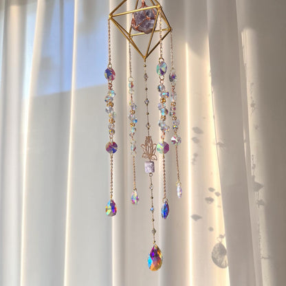 Raw Crystal Geometric Chandelier Suncatcher