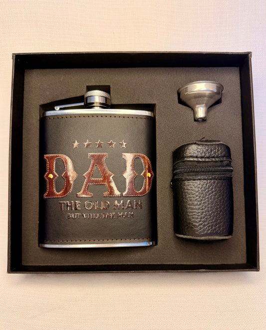 Dad "The Old Man But Still The Man" Hip Flask Gift Set