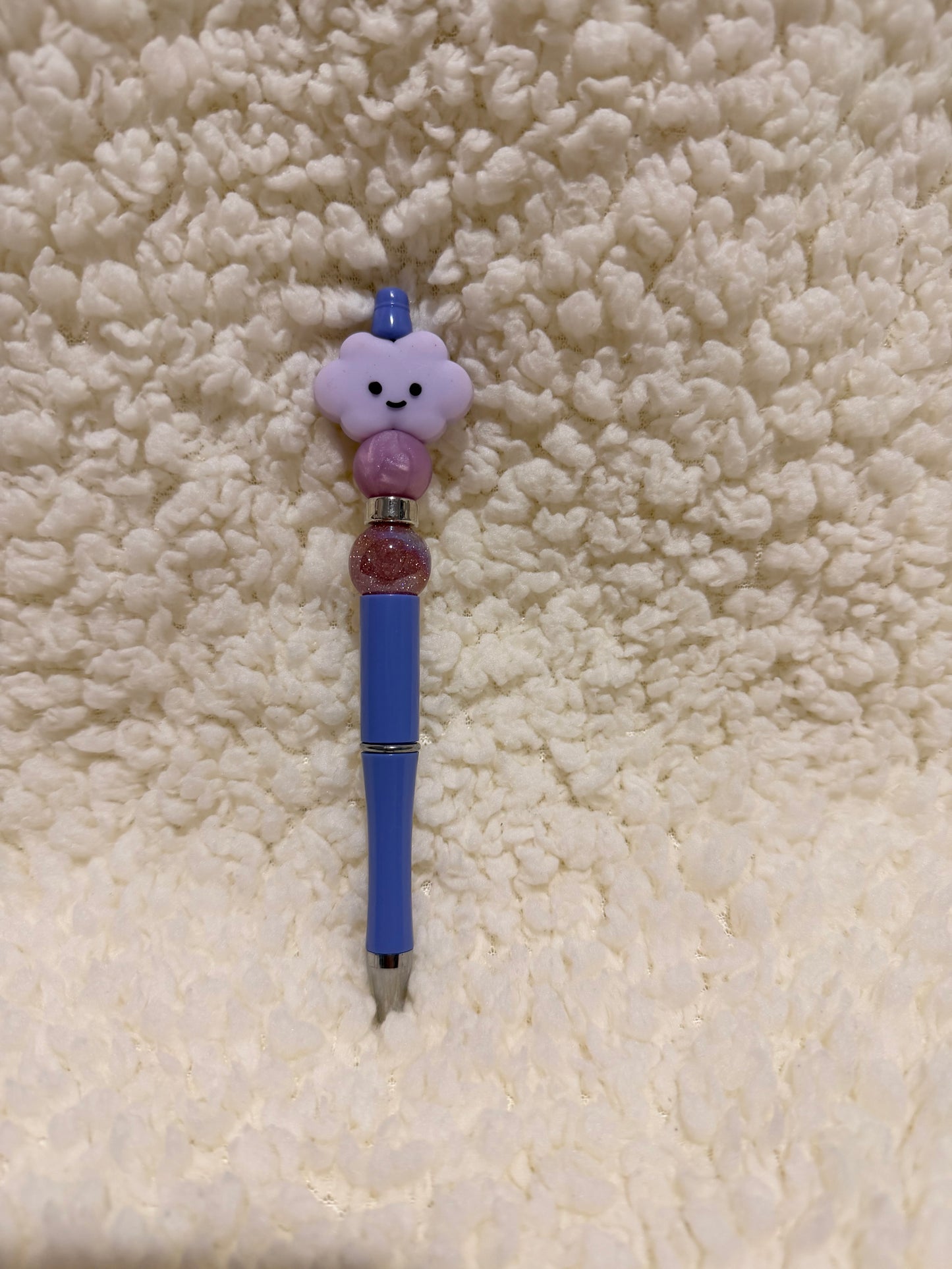 Purple Happy Cloud Beaded Pen