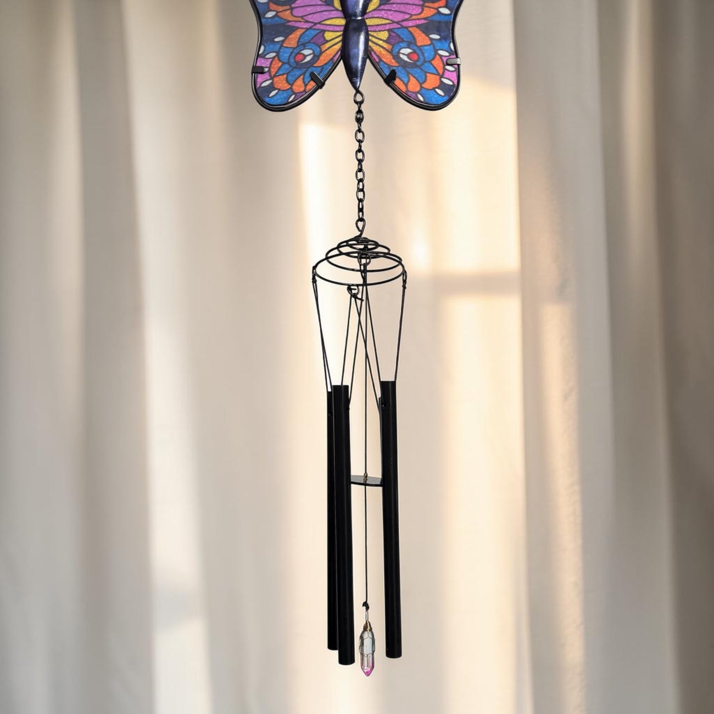 Purple Butterfly Wind Chime Suncatcher