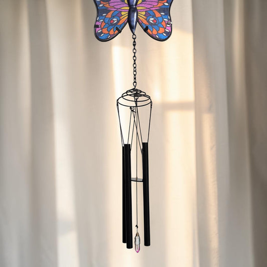 Purple Butterfly Wind Chime Suncatcher