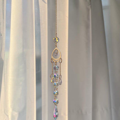 Gold Crescent Crystal Drop Suncatcher
