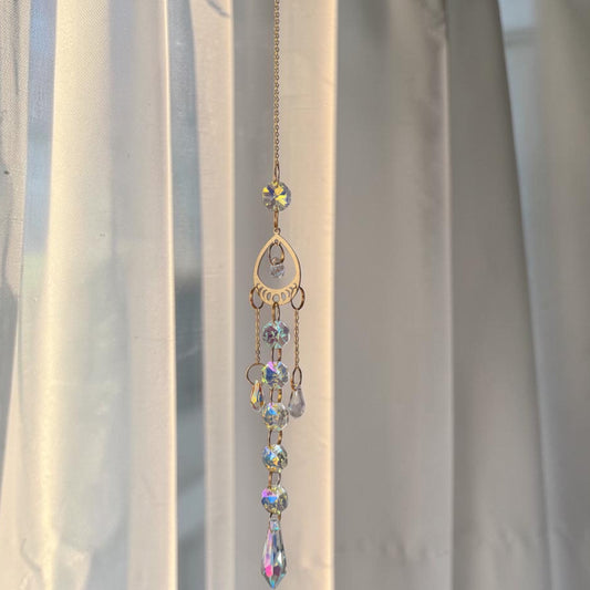 Gold Crescent Crystal Drop Suncatcher