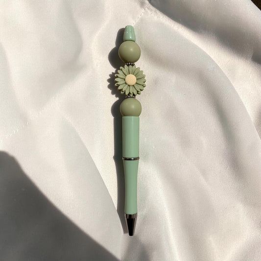Sage Daisy Beaded Pen