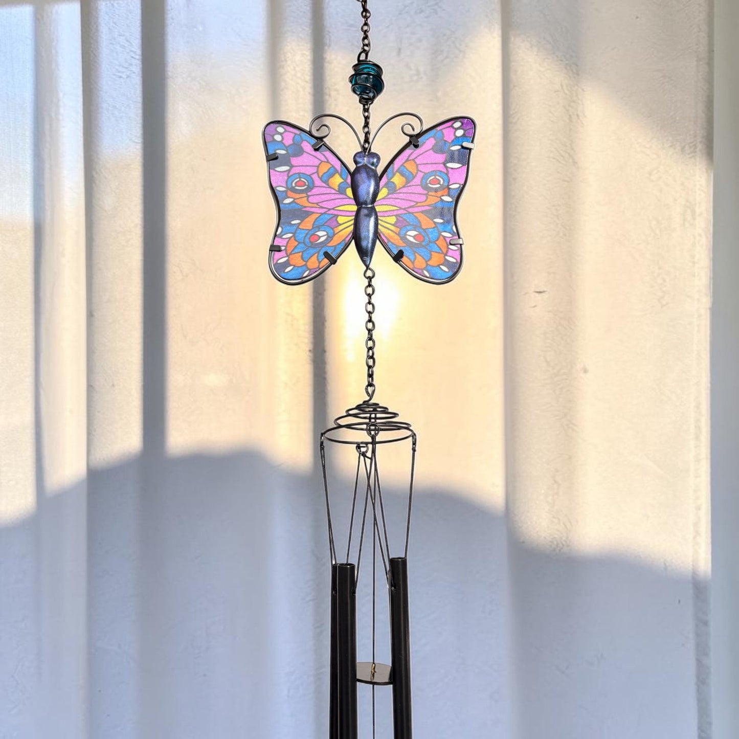 Purple Butterfly Wind Chime Suncatcher