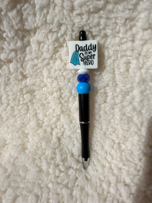 Daddy Is My Super Hero Beaded Pen