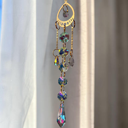 Gold Crescent Crystal Drop Suncatcher