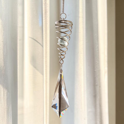 Silver Owl Crystal Drop Suncatcher