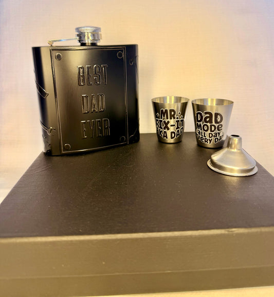 Best Dad Ever Hip Flask & Shot Glass Gift Set
