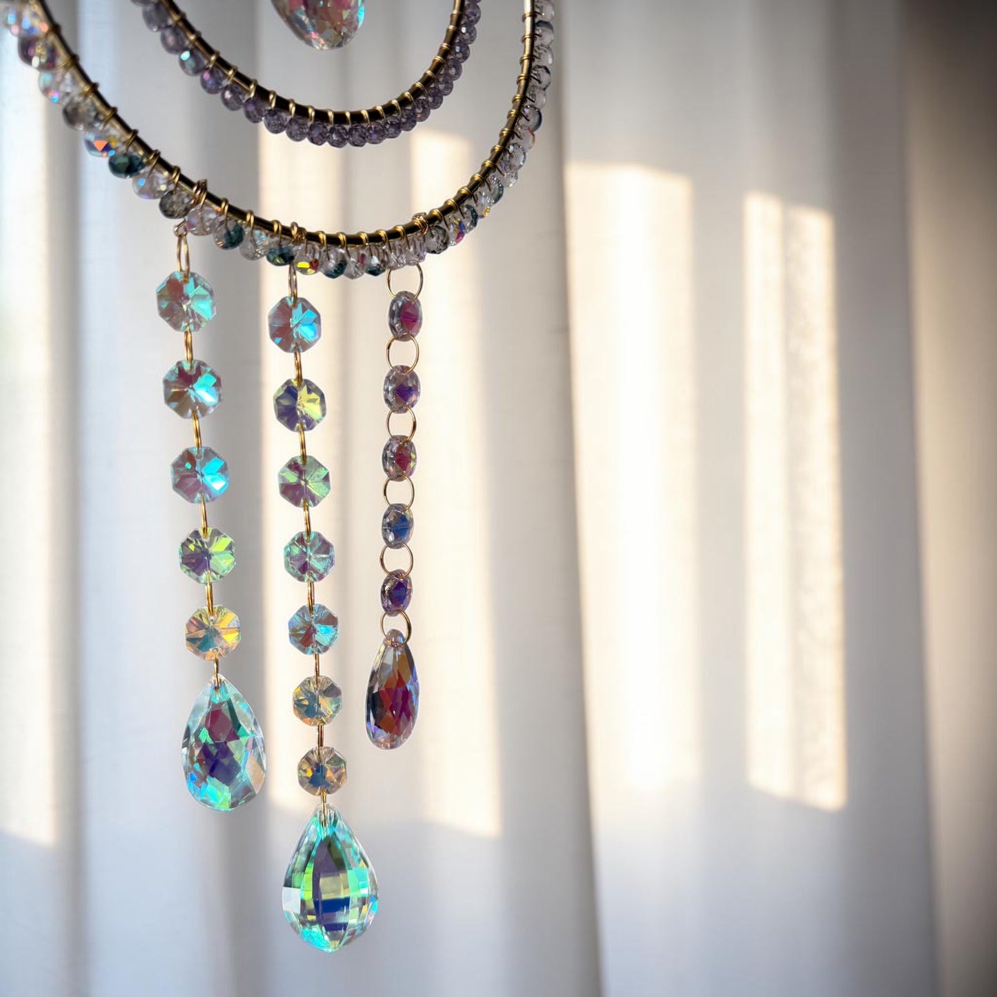 Double Hoop Aurora Crystal Suncatcher