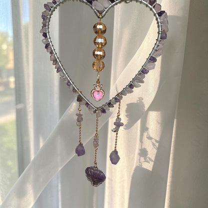 Amethyst Heart Crystal Suncatcher