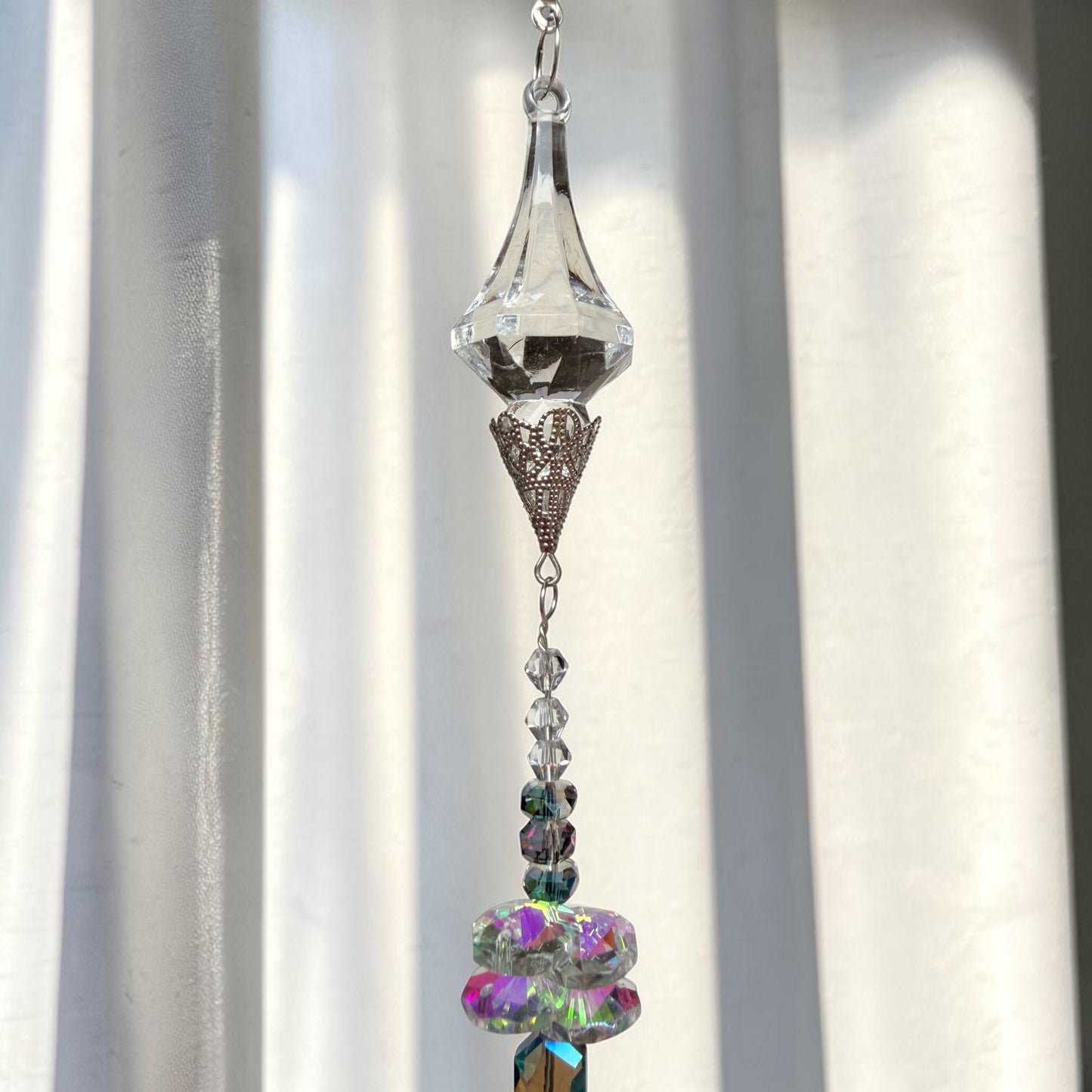 Purple Floral Crystal Pendulum Suncatcher