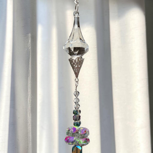 Purple Floral Crystal Pendulum Suncatcher
