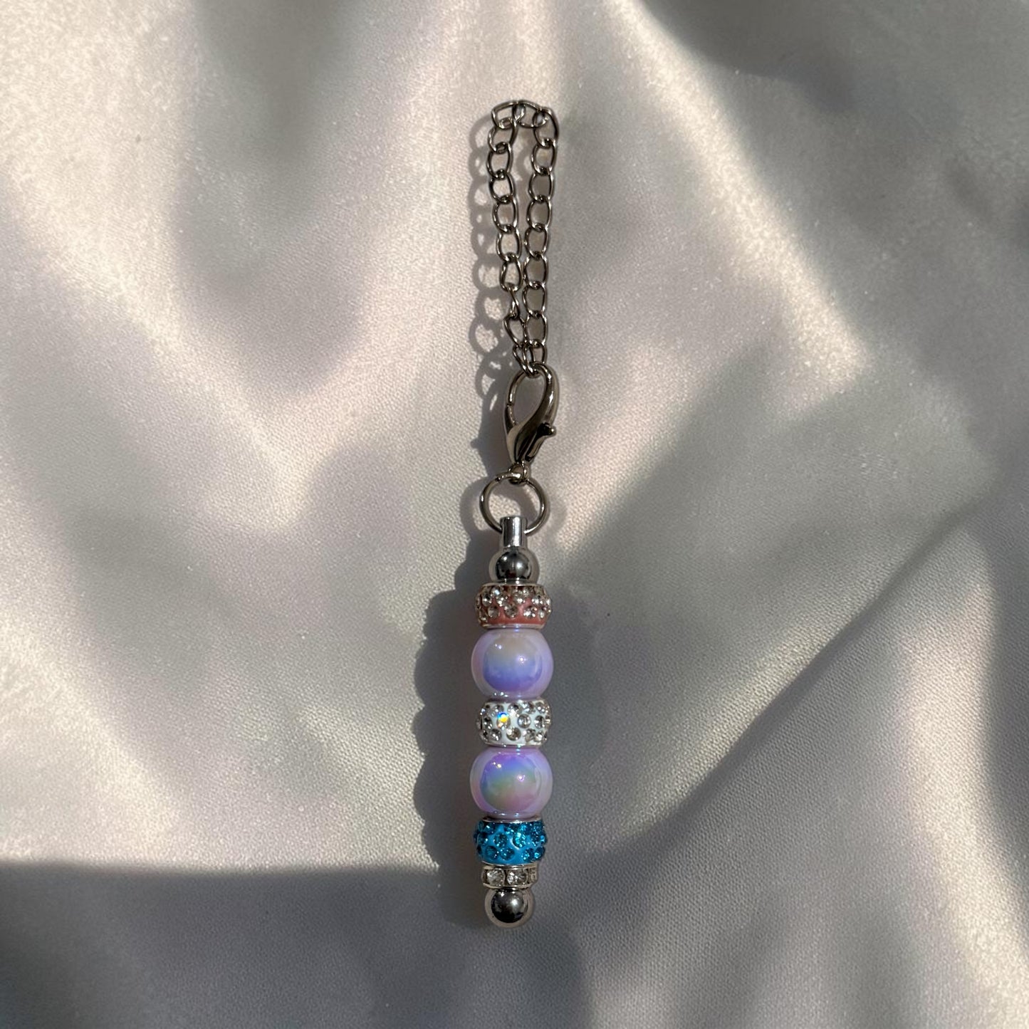 Pastel Rhinestone Beaded Keyring