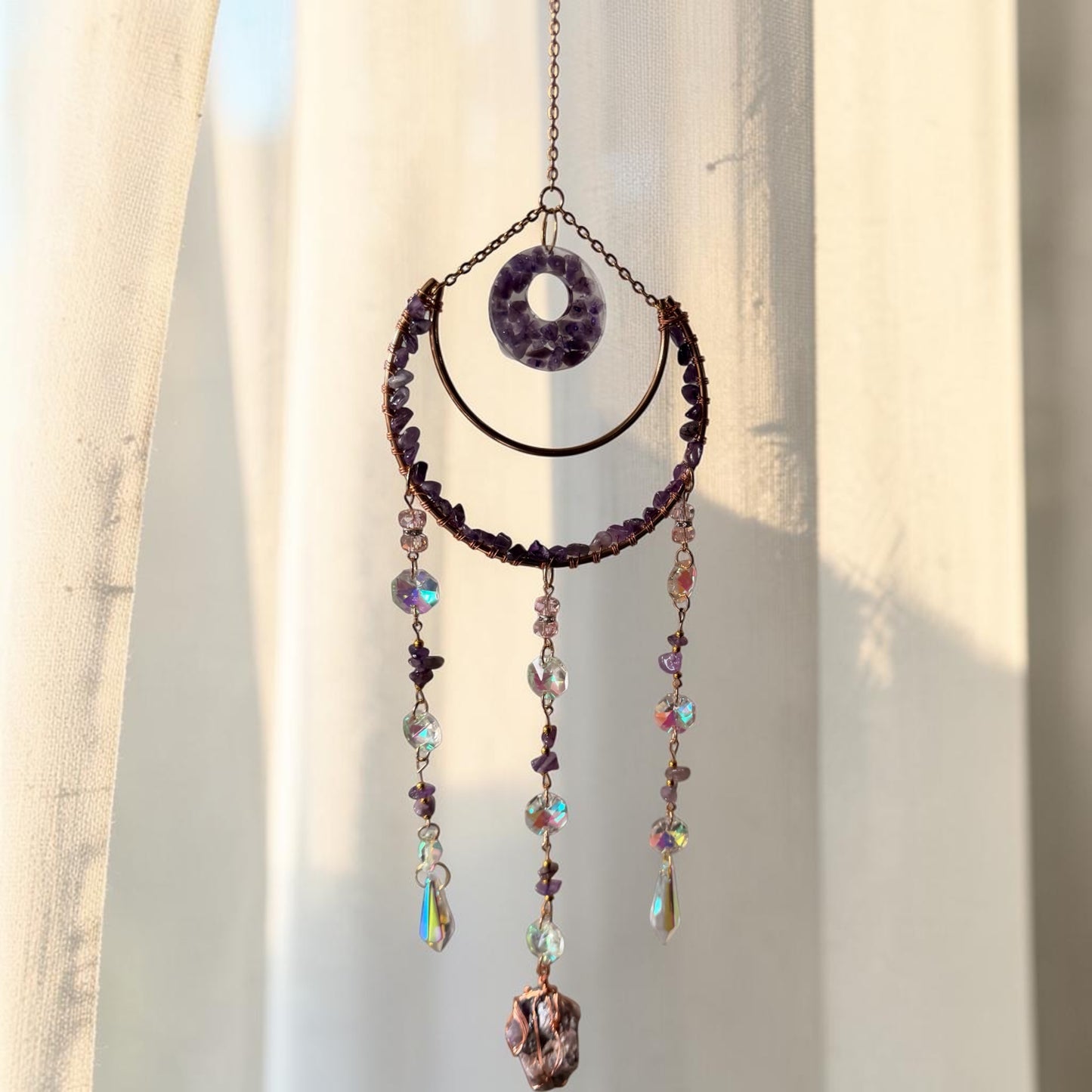 Amethyst Dreamcatcher Crystal Suncatcher