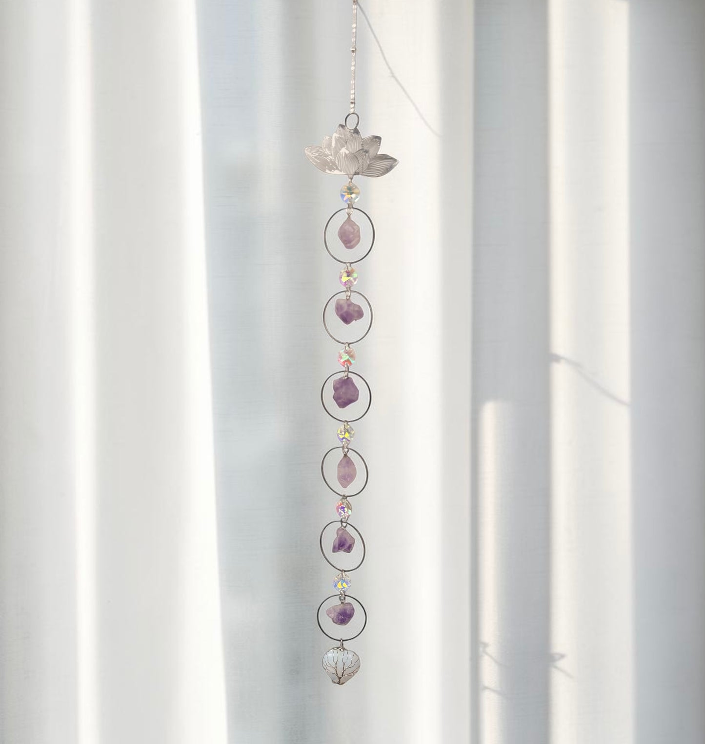 Amethyst Lotus Crystal Suncatcher