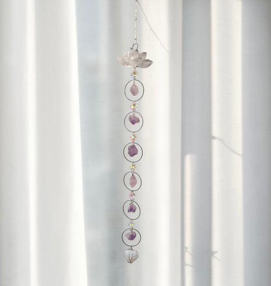 Amethyst Lotus Crystal Suncatcher