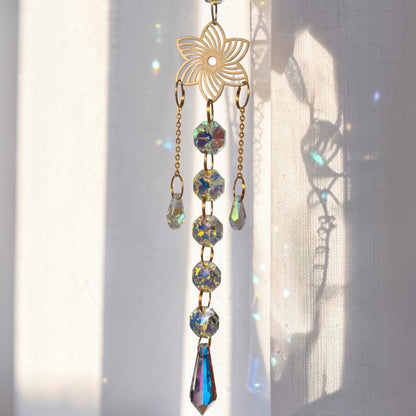 Gold Flower Crystal Drop Suncatcher