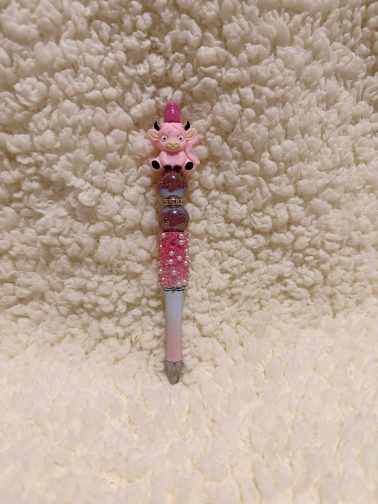 Pink Cow Glitter Premium Pen