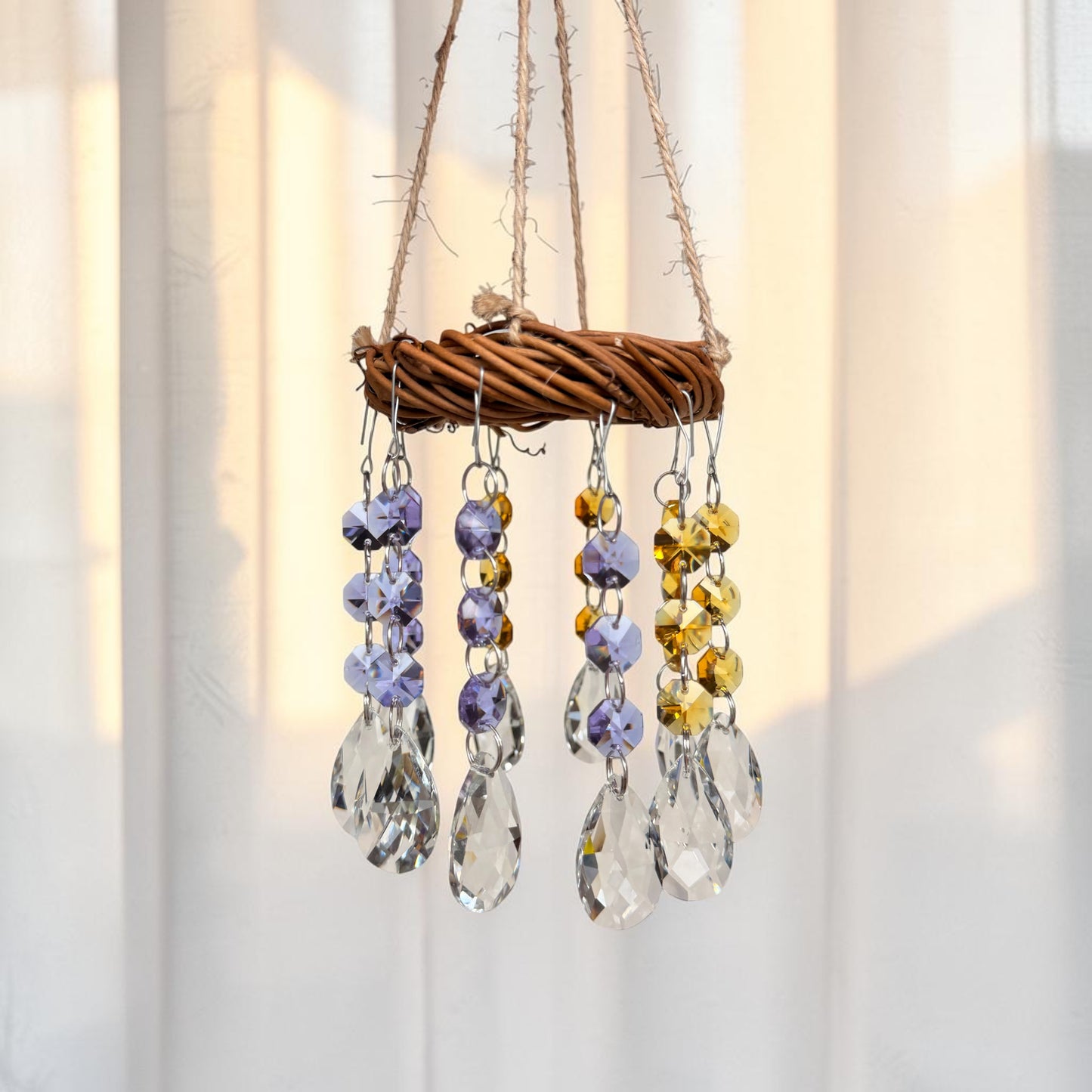 Lavender & Golden Crystal Chandelier Suncatcher