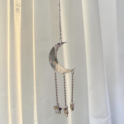 Silver Crescent Moon Suncatcher