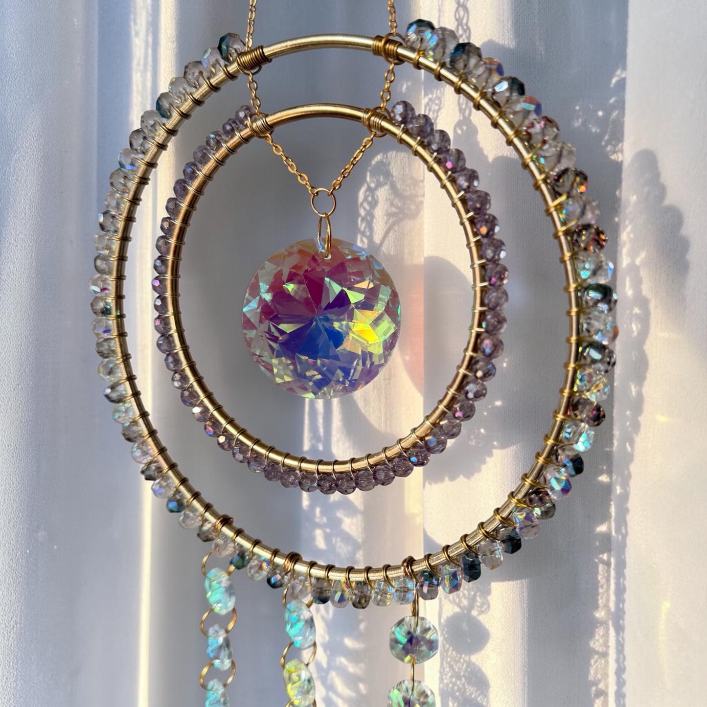 Double Hoop Aurora Crystal Suncatcher
