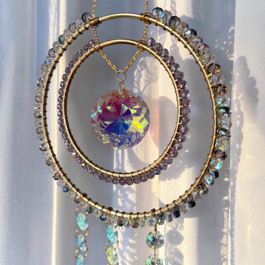 Double Hoop Aurora Crystal Suncatcher