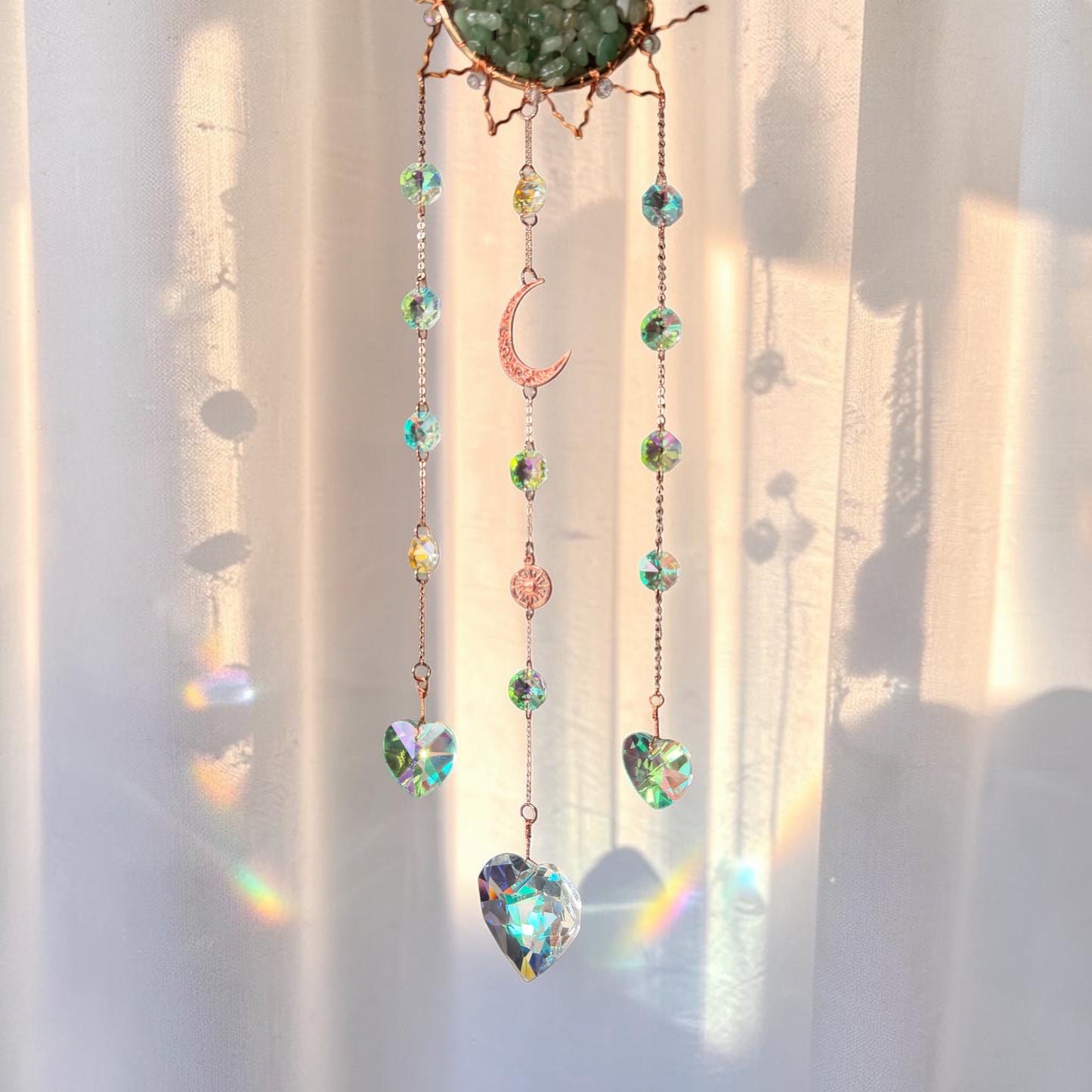 Celestial Aventurine Sun & Moon Suncatcher