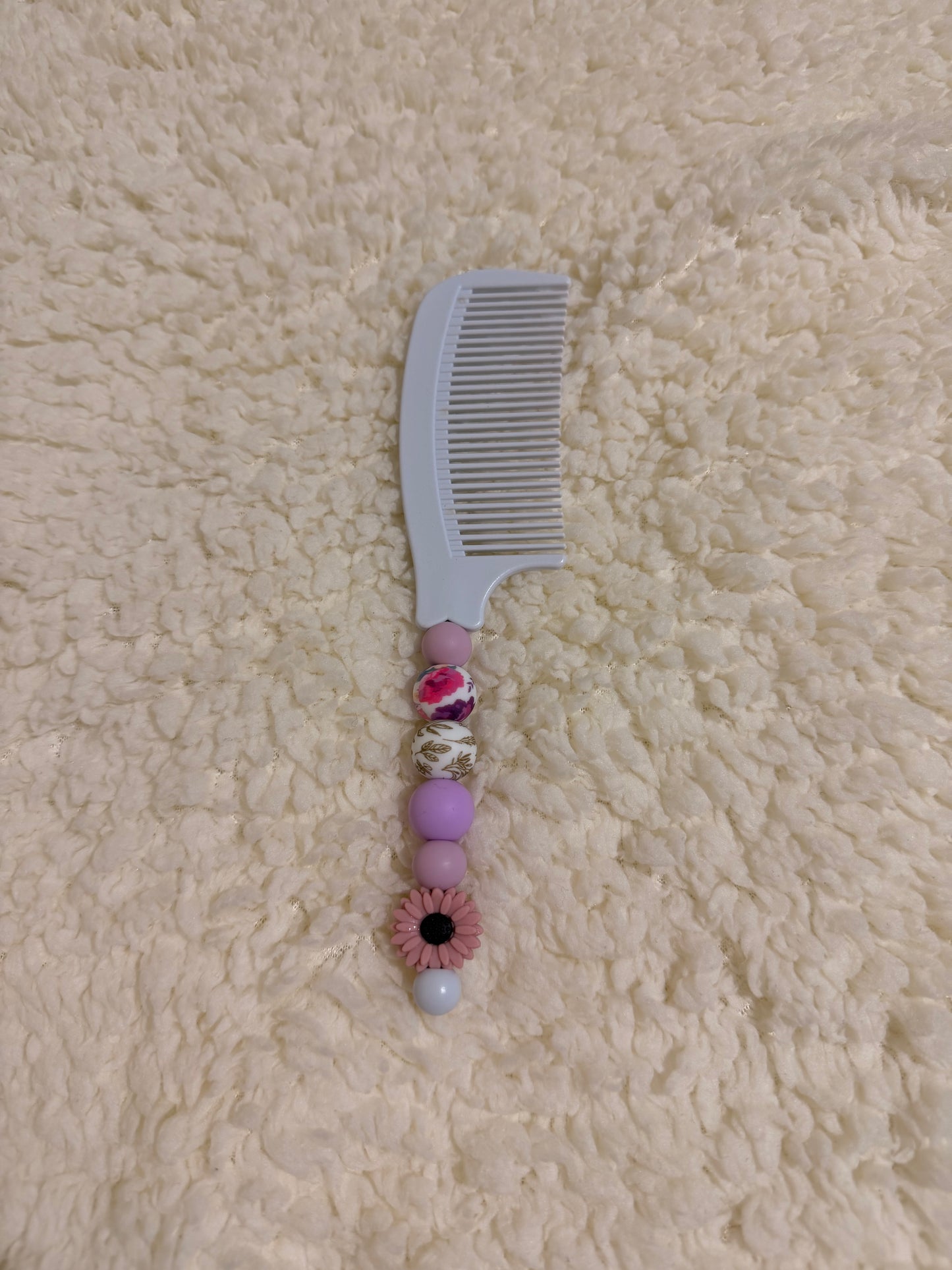 Pink & Purple Floral Beaded Comb