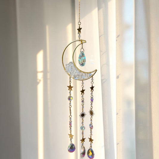 Clear Crystal Crescent Moon Suncatcher
