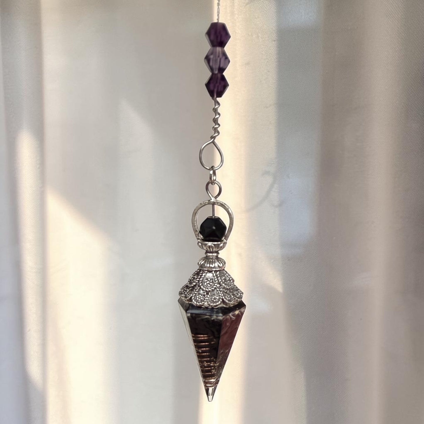 Purple Floral Crystal Pendulum Suncatcher