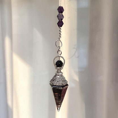 Purple Floral Crystal Pendulum Suncatcher